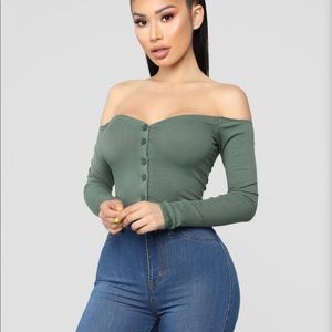 Off the shoulder olive crop top
